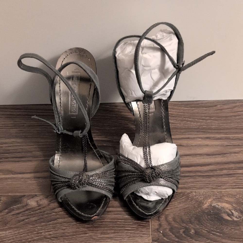 BCBGMaxAzria Charcoal Strappy Heels
